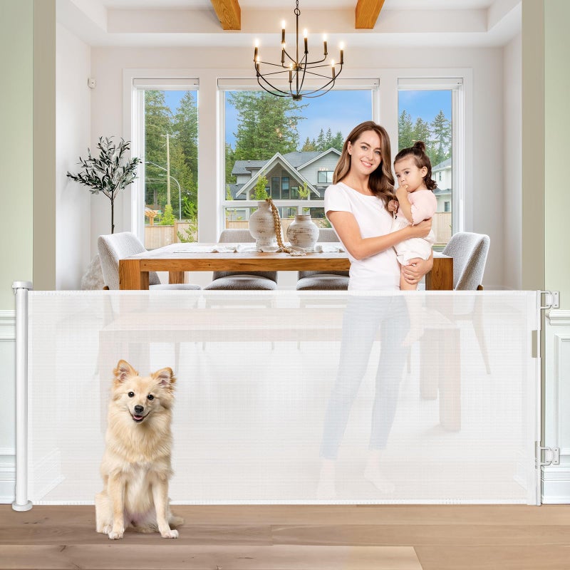 KISKIZ Extra Wide Baby Gate for Large Openings Retractable Baby Gates Indoor Outdoor Extra Long Dog Gate for Doorway Stair Gates for Kids or Pets Extra Large Dog Gate for Stairs - Image 1
